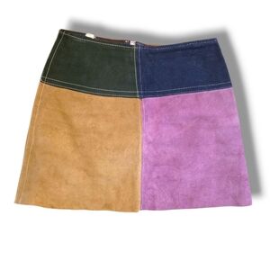 🌈Vintage Colorblock Suede Mini Skirt